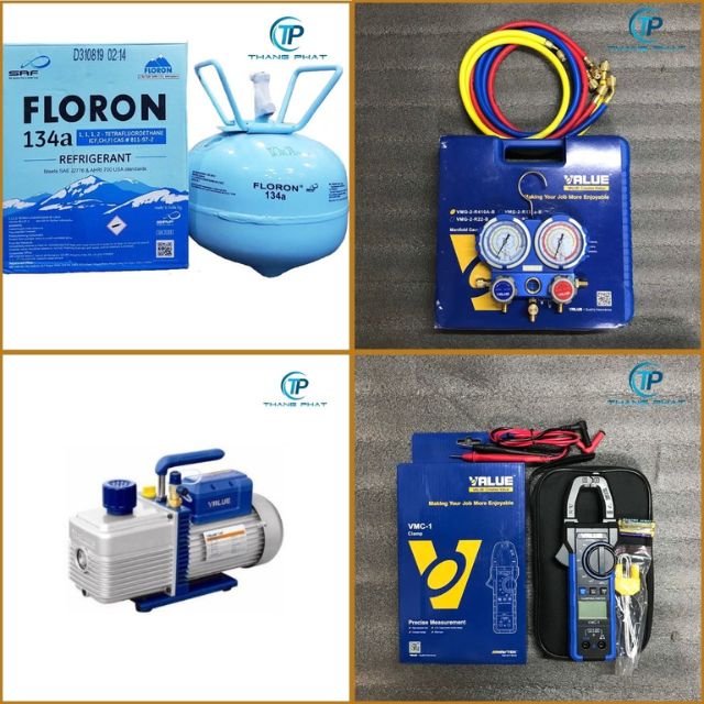 Các vật tư cần thiết để nạp gas lạnh R134a Floron Ấn Độ